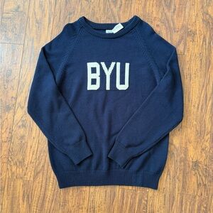 NWT Hillflint BYU Collegiate Navy Blue Cotton Knit Pullover Sweater | Size XL
